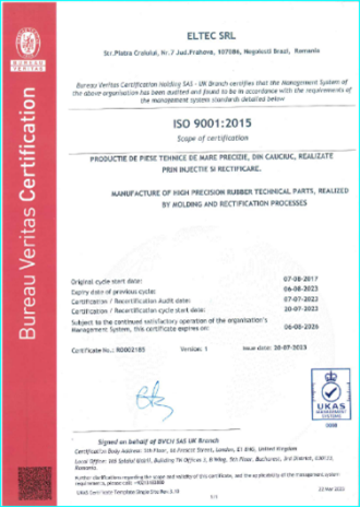ELTEC certificat ISO 9001 ELTEC certificat ISO 9001